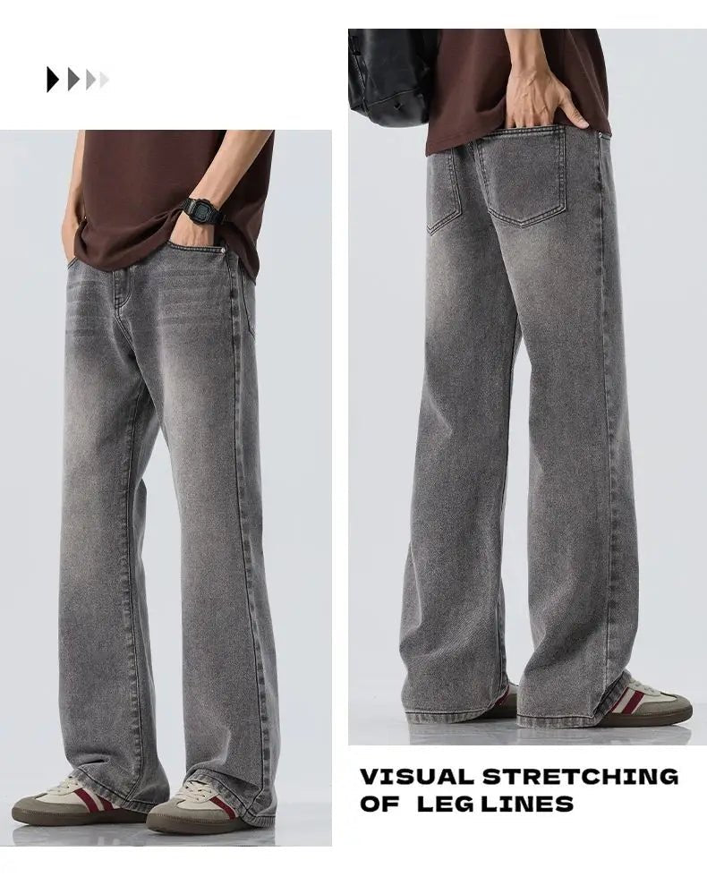 High Quality Korean Summer New Men's Loose Stretch Jeans Fashion Casual Stretch Straight - leg Denim Pants Male Causal Versatile - StepByStepNow