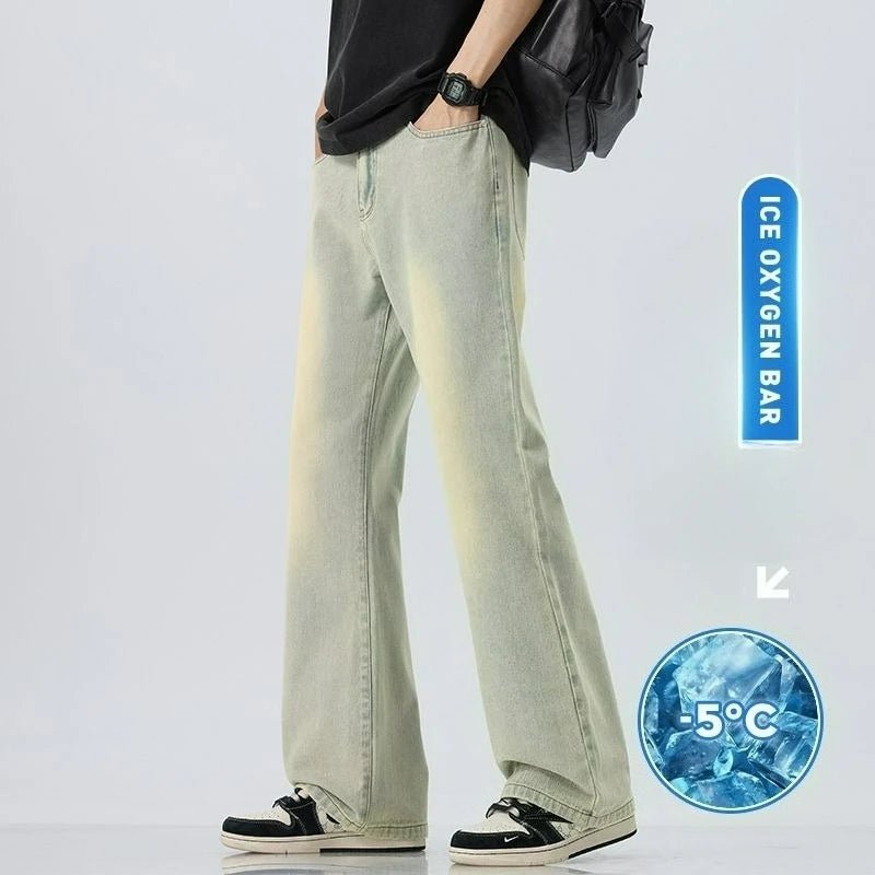 High Quality Korean Summer New Men's Loose Stretch Jeans Fashion Casual Stretch Straight - leg Denim Pants Male Causal Versatile - StepByStepNow
