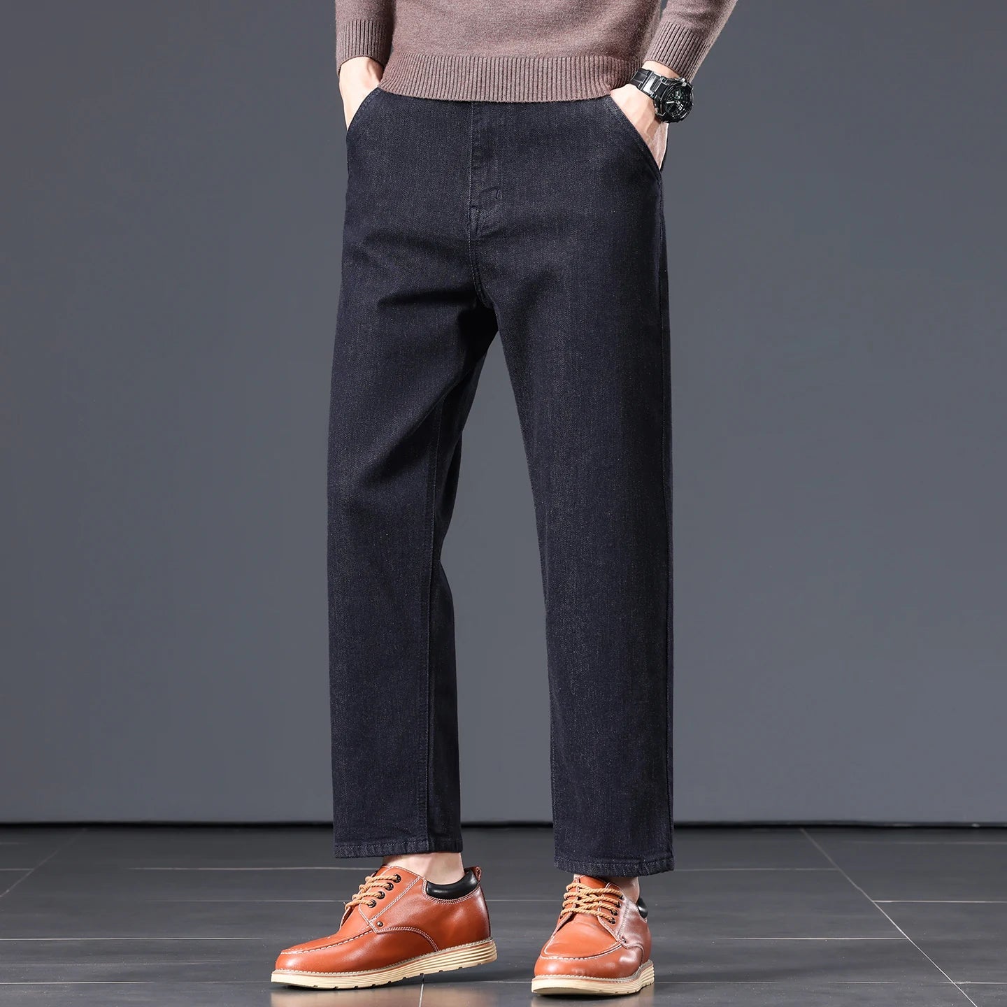 High Quality Men's Jeans Loose Straight Denim Pants Cotton Classic High - quality Elastic Comfortable Business Casual Long Pants - StepByStepNow