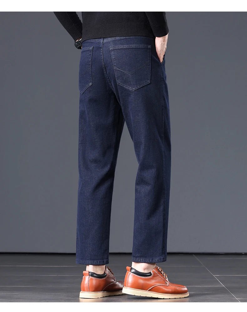 High Quality Men's Jeans Loose Straight Denim Pants Cotton Classic High - quality Elastic Comfortable Business Casual Long Pants - StepByStepNow