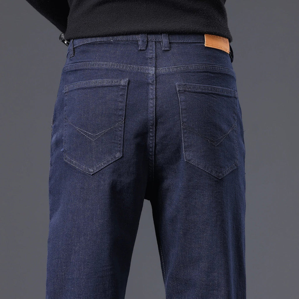 High Quality Men's Jeans Loose Straight Denim Pants Cotton Classic High - quality Elastic Comfortable Business Casual Long Pants - StepByStepNow