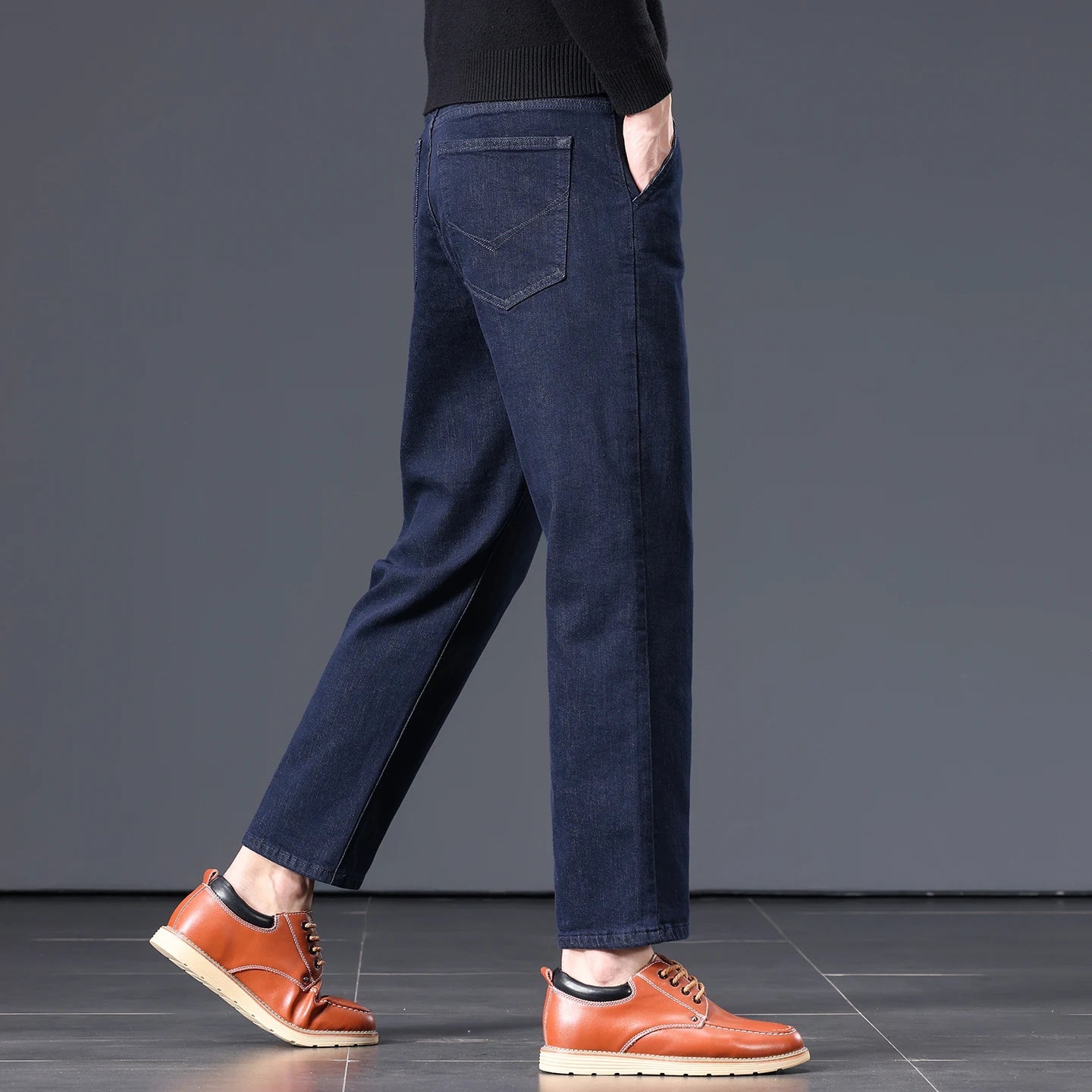 High Quality Men's Jeans Loose Straight Denim Pants Cotton Classic High - quality Elastic Comfortable Business Casual Long Pants - StepByStepNow