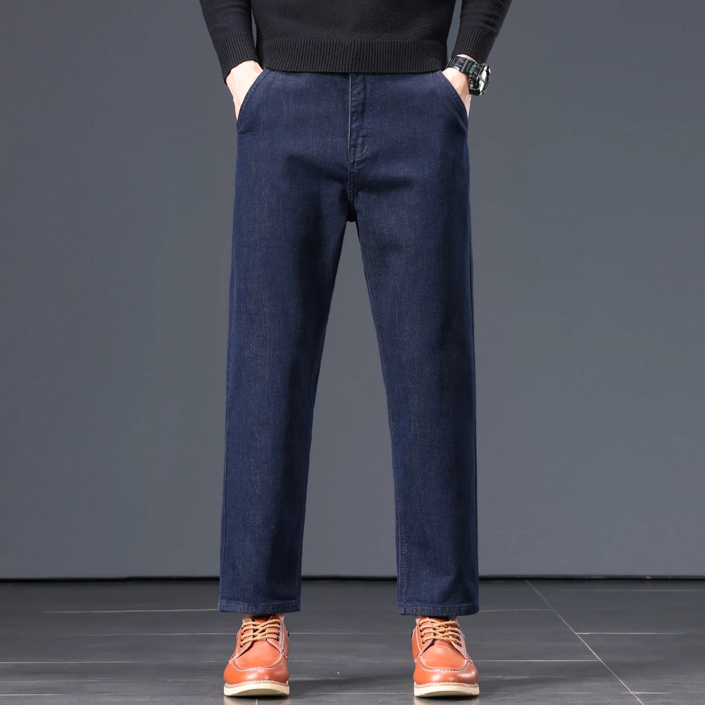 High Quality Men's Jeans Loose Straight Denim Pants Cotton Classic High - quality Elastic Comfortable Business Casual Long Pants - StepByStepNow