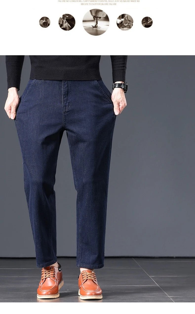 High Quality Men's Jeans Loose Straight Denim Pants Cotton Classic High - quality Elastic Comfortable Business Casual Long Pants - StepByStepNow
