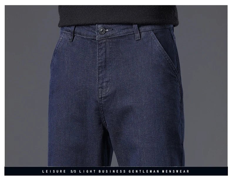 High Quality Men's Jeans Loose Straight Denim Pants Cotton Classic High - quality Elastic Comfortable Business Casual Long Pants - StepByStepNow