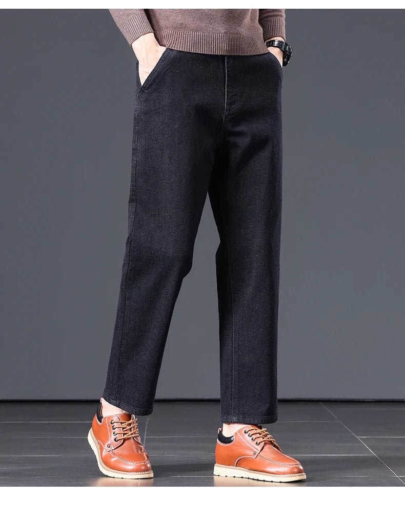 High Quality Men's Jeans Loose Straight Denim Pants Cotton Classic High - quality Elastic Comfortable Business Casual Long Pants - StepByStepNow