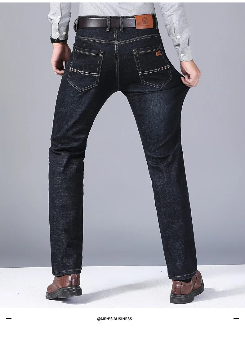 High Quality Spring Summer Classics Business Jeans Men Denim Pants Straight Work Casual Trousers Male Plus Size 28 - 40 - StepByStepNow