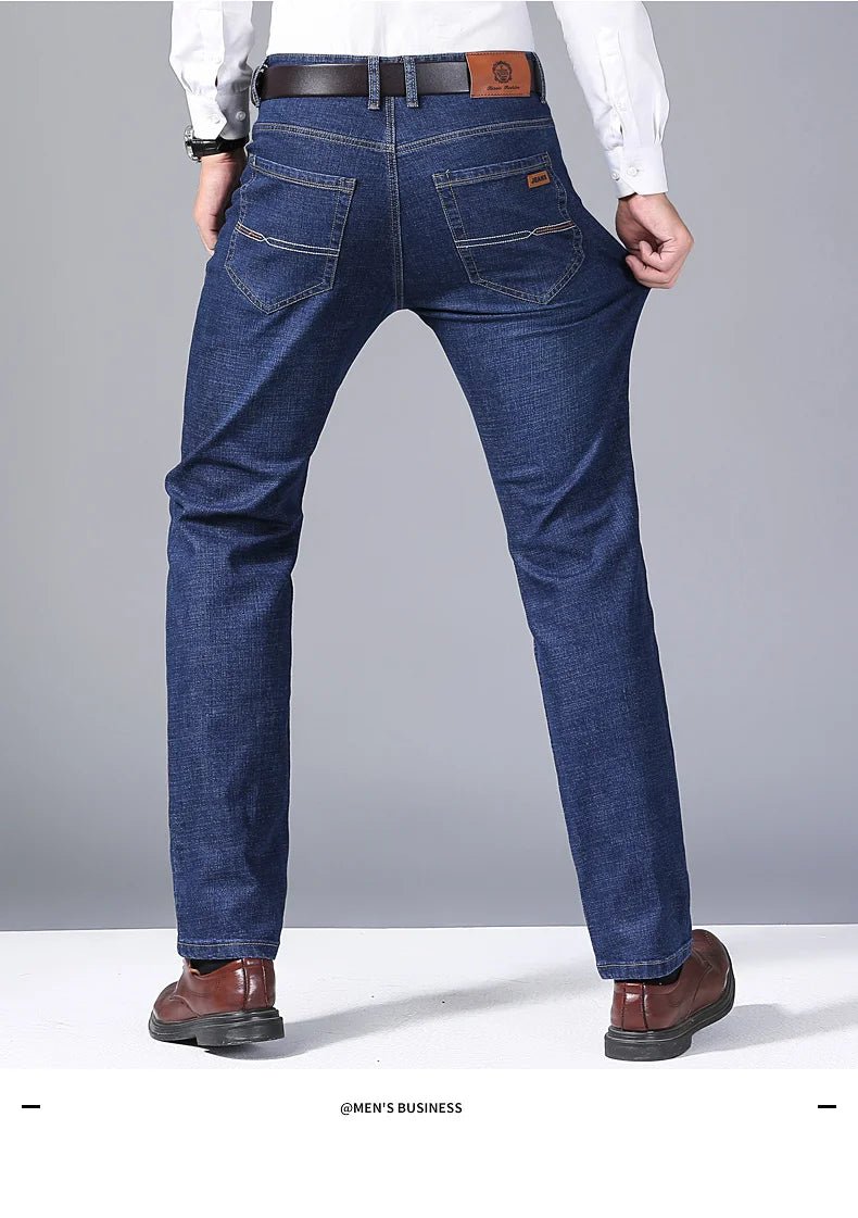 High Quality Spring Summer Classics Business Jeans Men Denim Pants Straight Work Casual Trousers Male Plus Size 28 - 40 - StepByStepNow