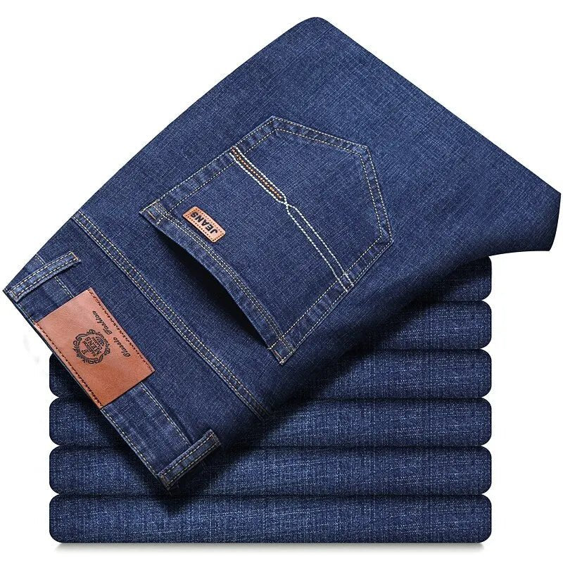 High Quality Spring Summer Classics Business Jeans Men Denim Pants Straight Work Casual Trousers Male Plus Size 28 - 40 - StepByStepNow