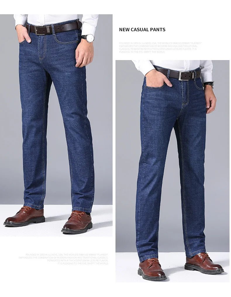 High Quality Spring Summer Classics Business Jeans Men Denim Pants Straight Work Casual Trousers Male Plus Size 28 - 40 - StepByStepNow