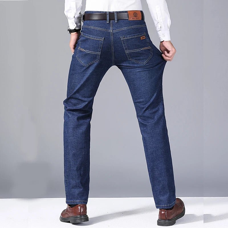 High Quality Spring Summer Classics Business Jeans Men Denim Pants Straight Work Casual Trousers Male Plus Size 28 - 40 - StepByStepNow