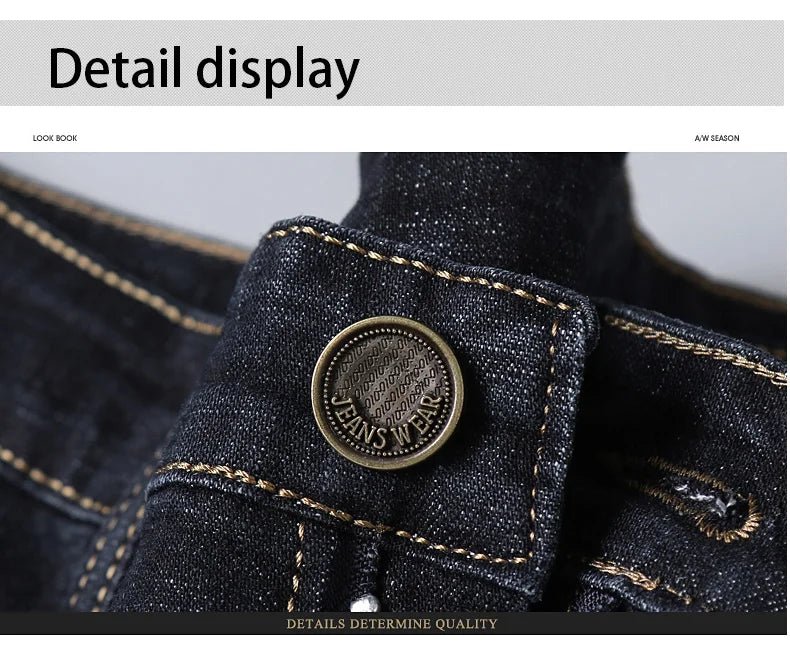 High Quality Spring Summer Classics Business Jeans Men Denim Pants Straight Work Casual Trousers Male Plus Size 28 - 40 - StepByStepNow