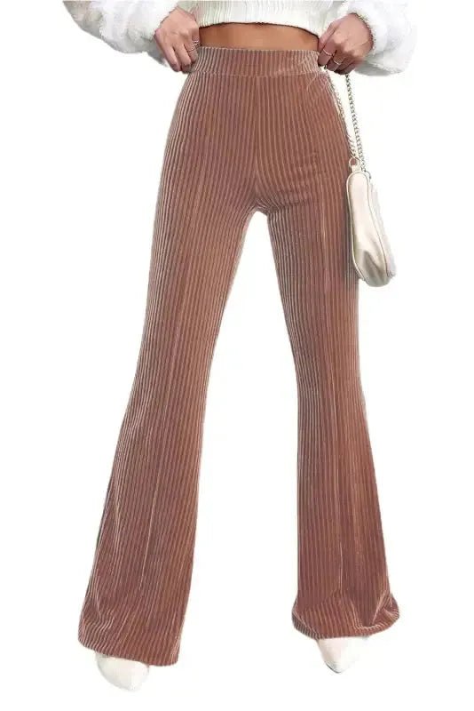 High Waist Flare Corduroy Pants - StepByStep