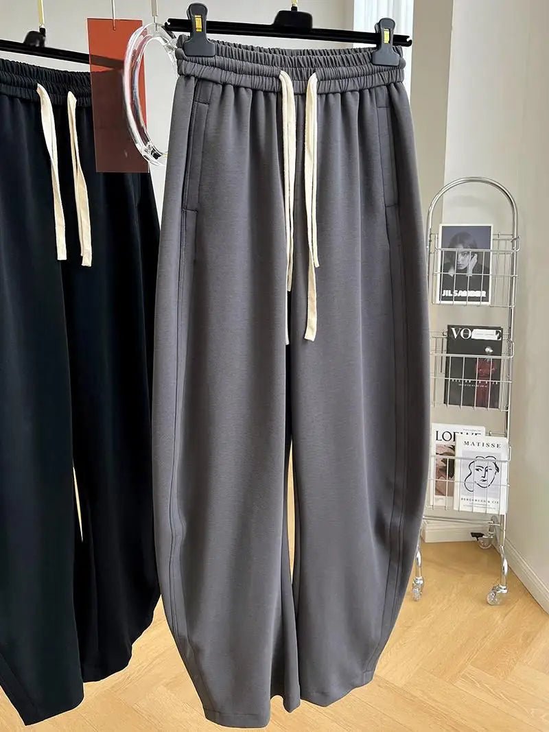 High - Waisted Loose Wide - Leg Pants - Autumn Design Sense Drawstring Trousers | StepbyStepNow - StepByStepNow