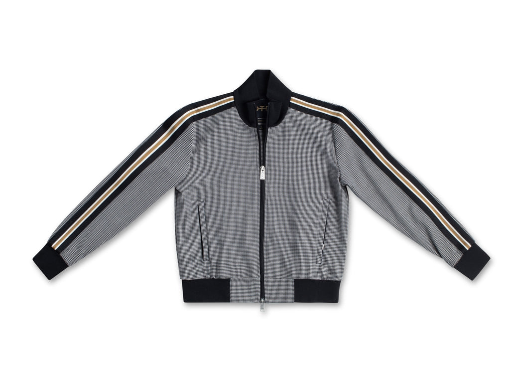 Houndstooth Track Jacket With Side Tape Detail - StepByStep
