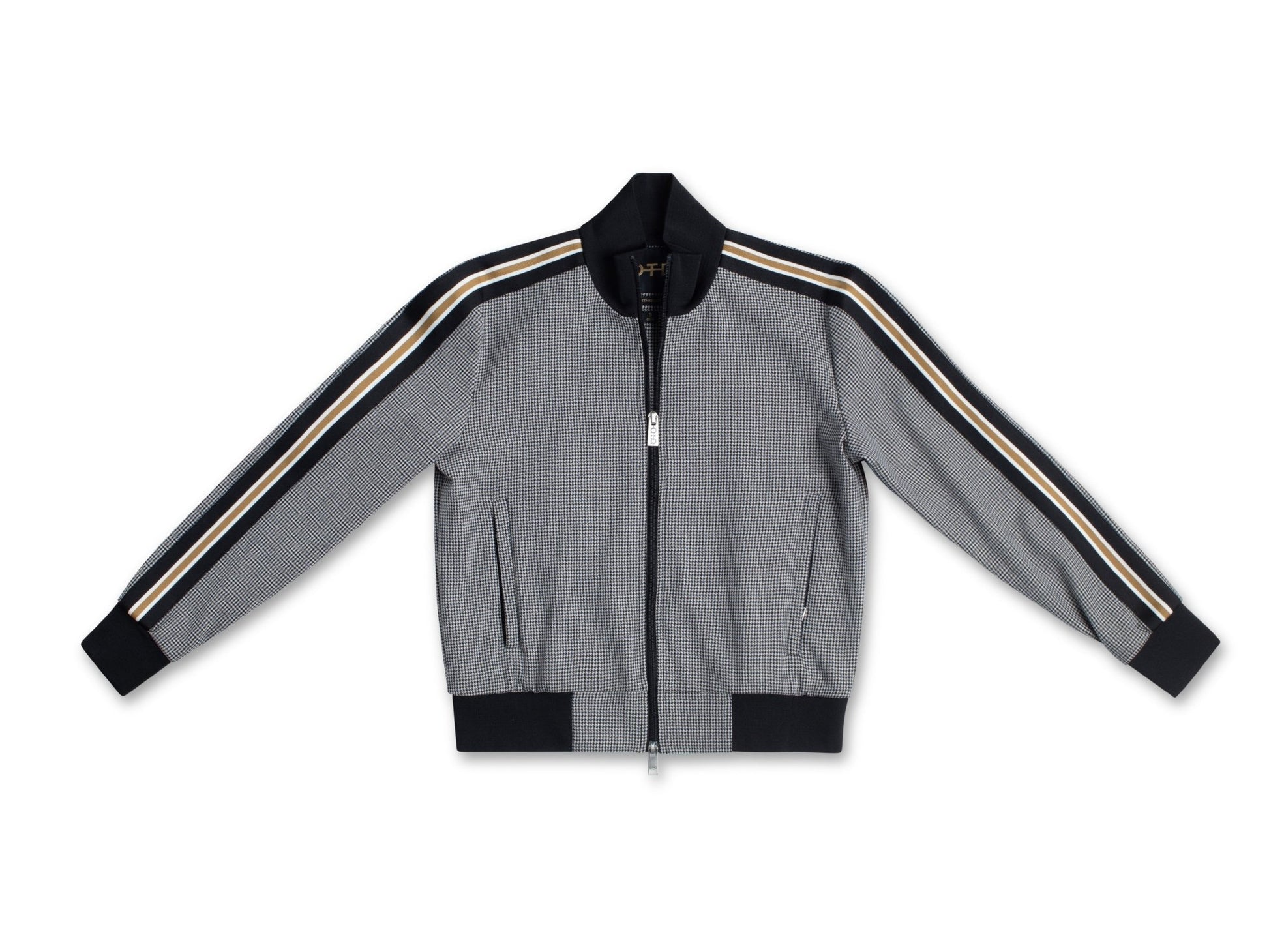 Houndstooth Track Jacket With Side Tape Detail - StepByStep