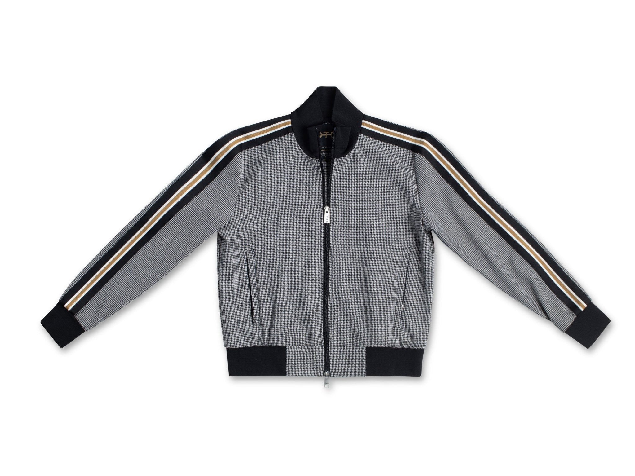 Houndstooth Track Jacket With Side Tape Detail - StepByStep