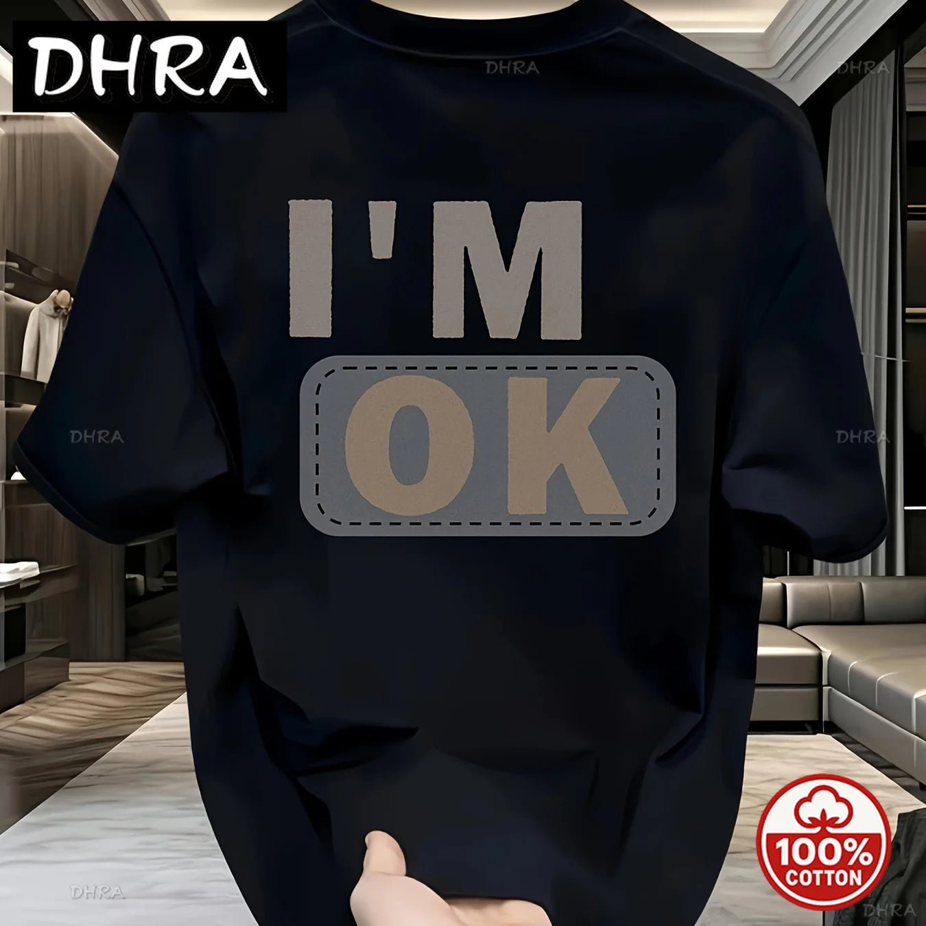 "I'm OK" Men's Printed T-Shirt - Summer 2026 Loose Fit Cotton - StepByStepNow