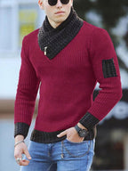Independent Station Casual Slim Knit Pullover Long - sleeved Scarf Collar Sweater Men's - StepByStepNow