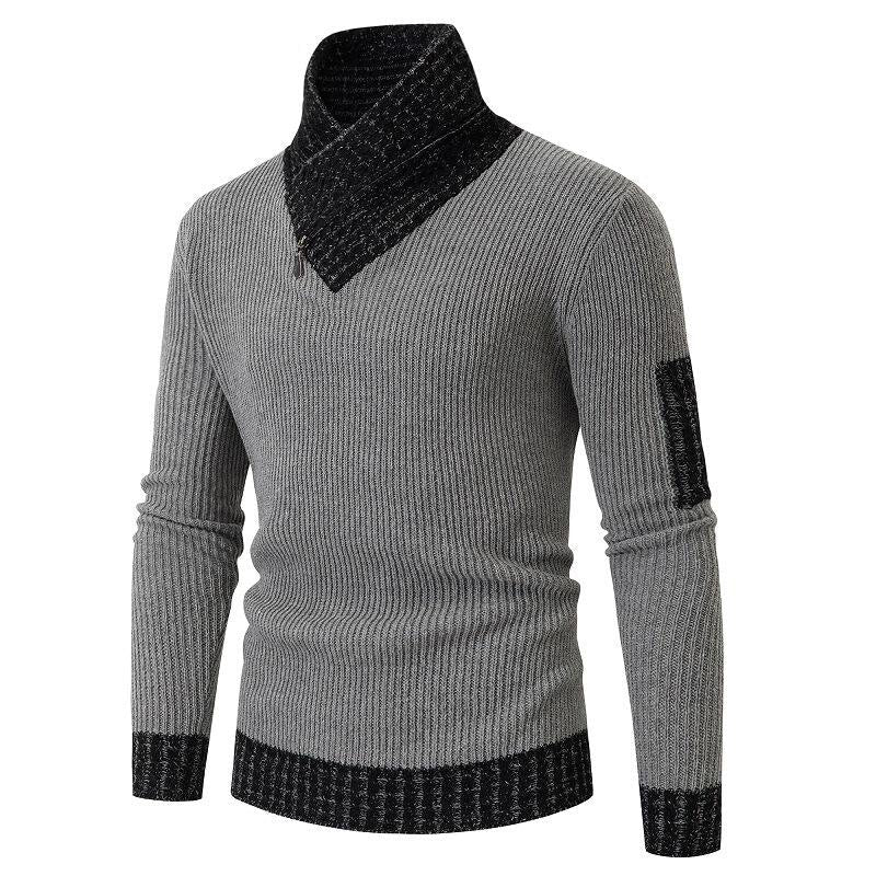 Independent Station Casual Slim Knit Pullover Long - sleeved Scarf Collar Sweater Men's - StepByStepNow