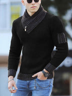 Independent Station Casual Slim Knit Pullover Long - sleeved Scarf Collar Sweater Men's - StepByStepNow