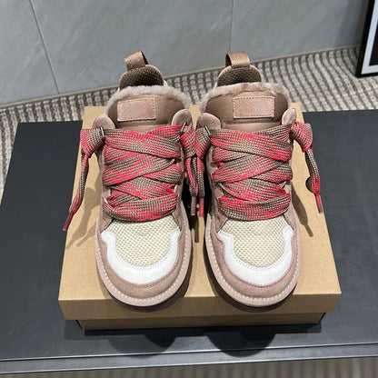 Inverno Mel Taglio basso Moda Versatile Scarpe casual Fondo piatto Comodi e caldi Stivali da neve in vera pelliccia da donna - StepByStep