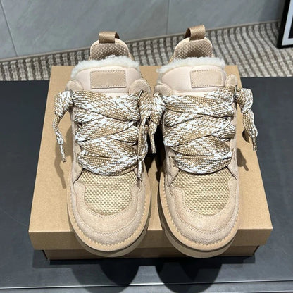 Inverno Mel Taglio basso Moda Versatile Scarpe casual Fondo piatto Comodi e caldi Stivali da neve in vera pelliccia da donna - StepByStep