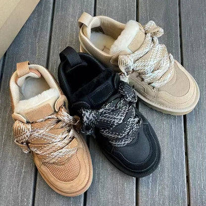 Inverno Mel Taglio basso Moda Versatile Scarpe casual Fondo piatto Comodi e caldi Stivali da neve in vera pelliccia da donna - StepByStep