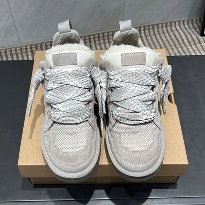 Inverno Mel Taglio basso Moda Versatile Scarpe casual Fondo piatto Comodi e caldi Stivali da neve in vera pelliccia da donna - StepByStep