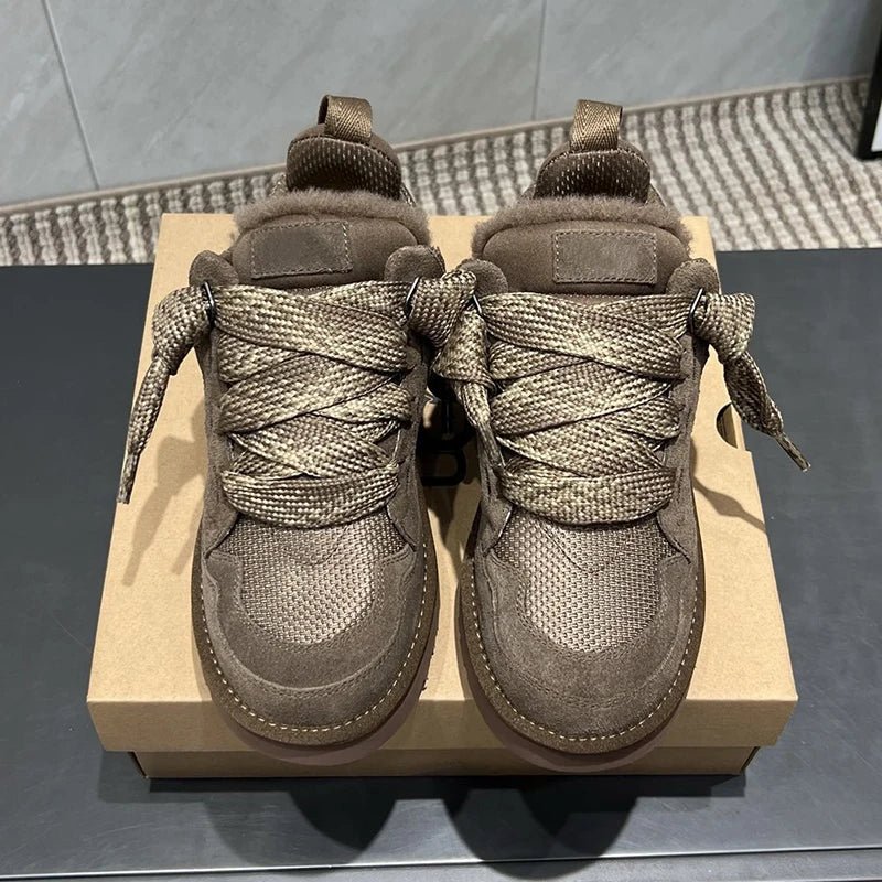 Inverno Mel Taglio basso Moda Versatile Scarpe casual Fondo piatto Comodi e caldi Stivali da neve in vera pelliccia da donna - StepByStep