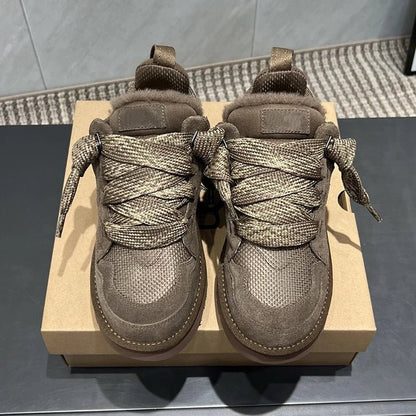 Inverno Mel Taglio basso Moda Versatile Scarpe casual Fondo piatto Comodi e caldi Stivali da neve in vera pelliccia da donna - StepByStep