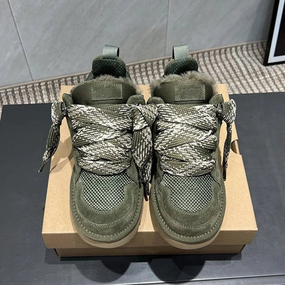 Inverno Mel Taglio basso Moda Versatile Scarpe casual Fondo piatto Comodi e caldi Stivali da neve in vera pelliccia da donna - StepByStep