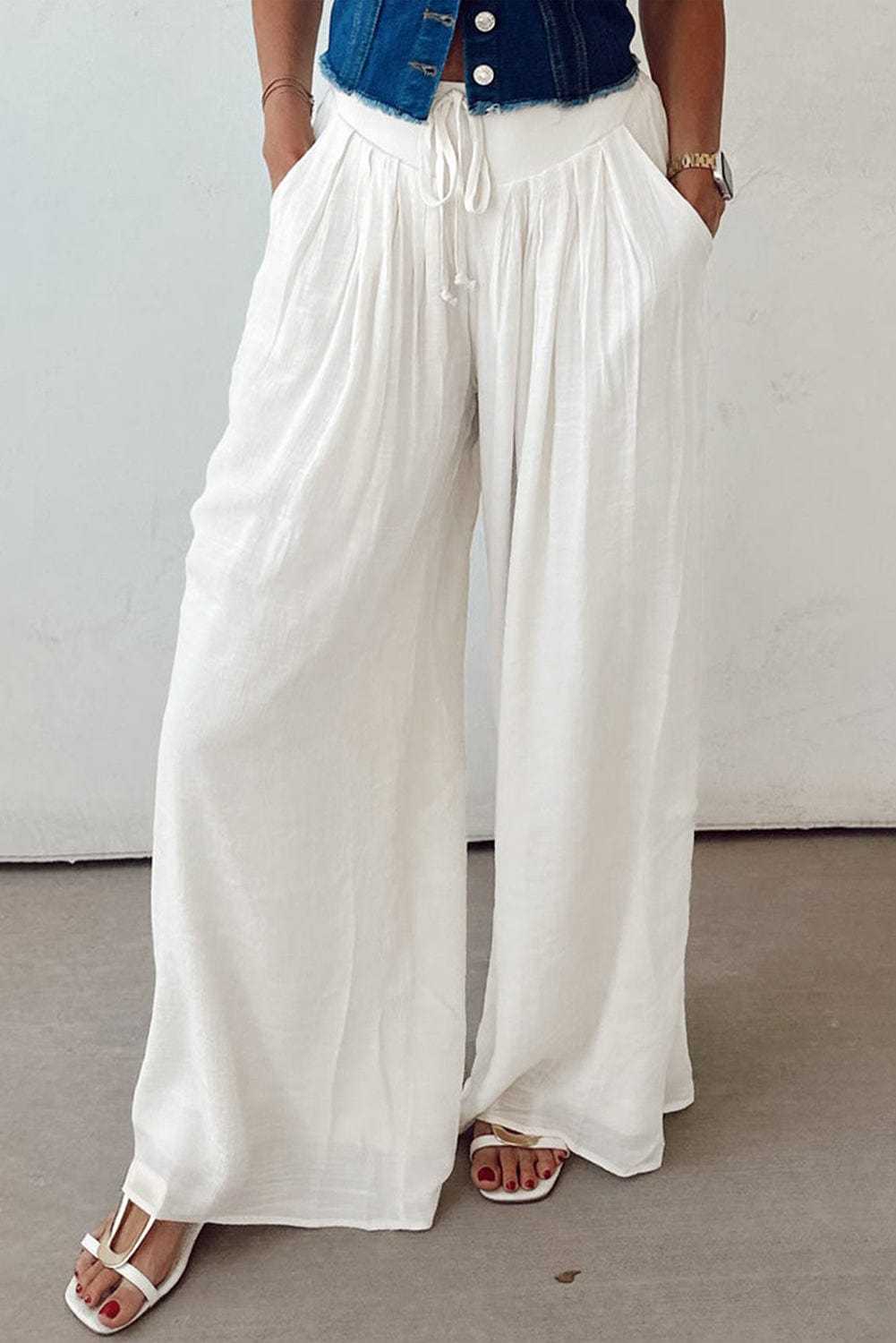 Ivory Flow Linen Trousers - StepByStep