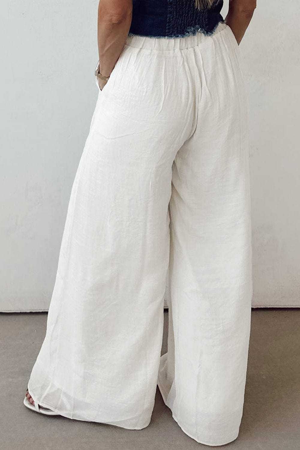 Ivory Flow Linen Trousers - StepByStep