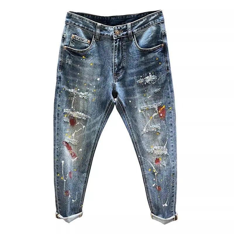 Jeans da uomodi High Street Distressed Graffiti Patch - StepByStepNow