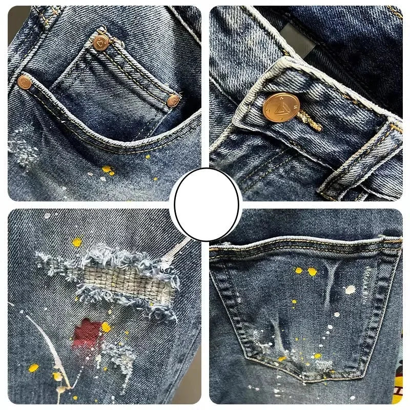 Jeans da uomodi High Street Distressed Graffiti Patch - StepByStepNow
