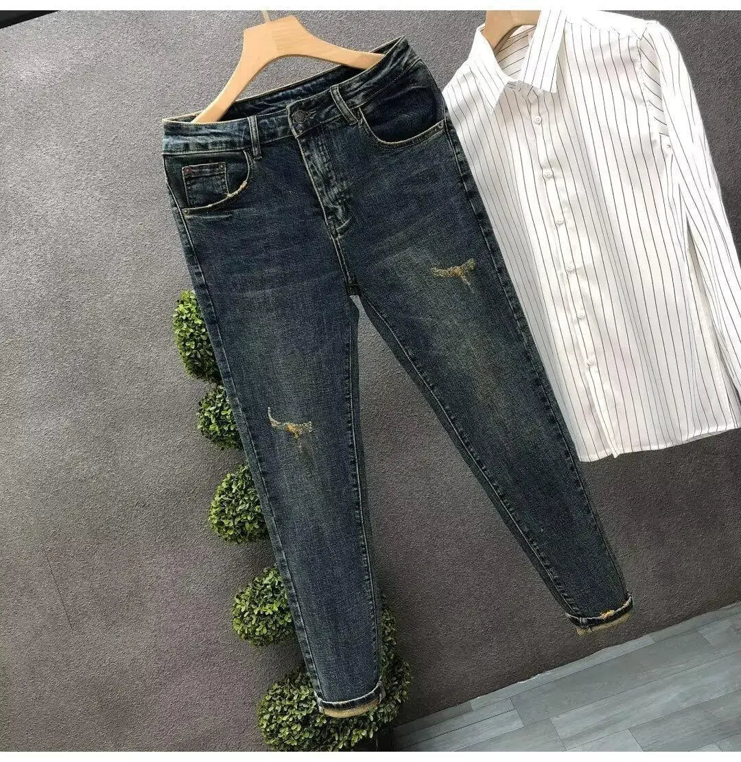 Jeans High Street Style Slim Fit Primavera Estate Nuovo arrivo - StepByStepNow