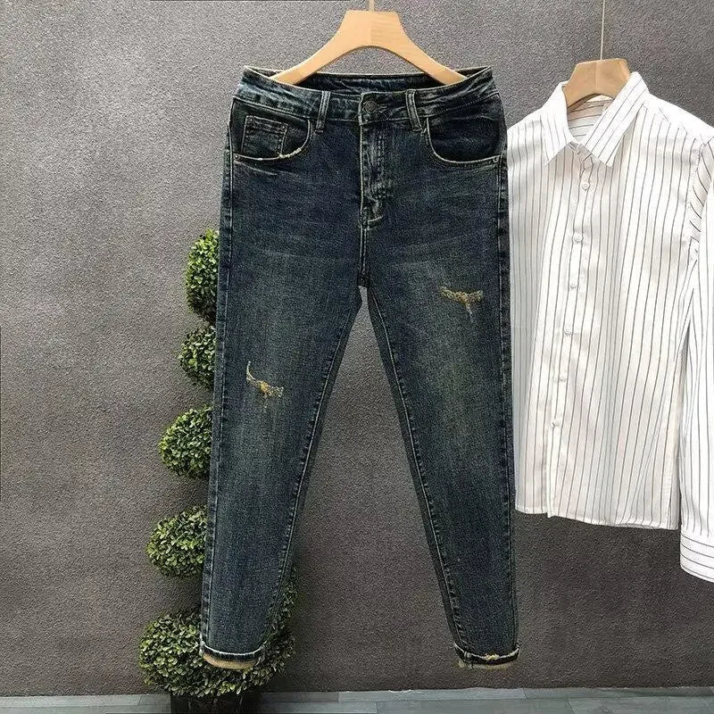 Jeans High Street Style Slim Fit Primavera Estate Nuovo arrivo - StepByStepNow