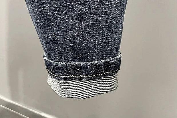 Jeans strappati strappati con stampa per uomo Pantaloni con fori grafici rotti Pantaloni casual morbidi Kpop eleganti pantaloni da cowboy da uomo larghi gotici regolari - StepByStep