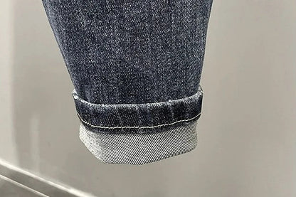 Jeans strappati strappati con stampa per uomo Pantaloni con fori grafici rotti Pantaloni casual morbidi Kpop eleganti pantaloni da cowboy da uomo larghi gotici regolari - StepByStep