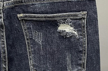 Jeans strappati strappati con stampa per uomo Pantaloni con fori grafici rotti Pantaloni casual morbidi Kpop eleganti pantaloni da cowboy da uomo larghi gotici regolari - StepByStep