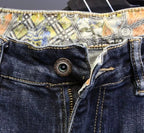 Jeans strappati strappati con stampa per uomo Pantaloni con fori grafici rotti Pantaloni casual morbidi Kpop eleganti pantaloni da cowboy da uomo larghi gotici regolari - StepByStep