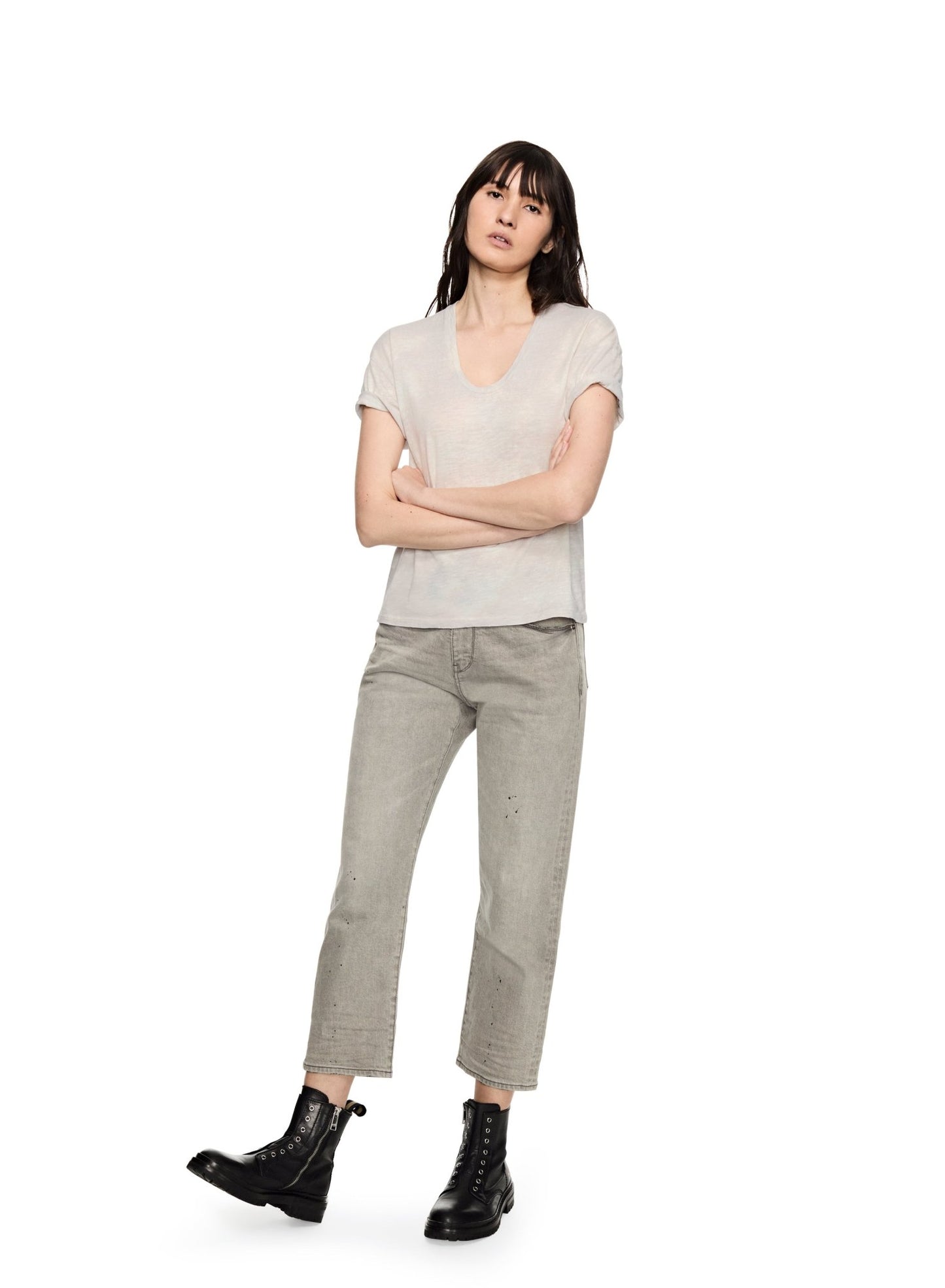 Jersey Scoop - Neck Tee (Pearl Grey) - StepByStep