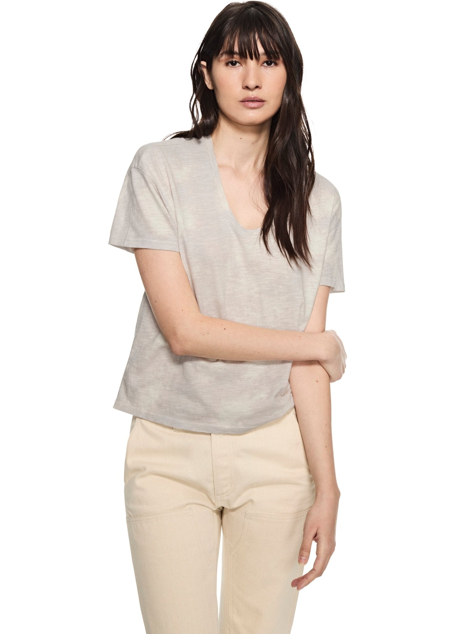 Jersey Scoop - Neck Tee (Pearl Grey) - StepByStep
