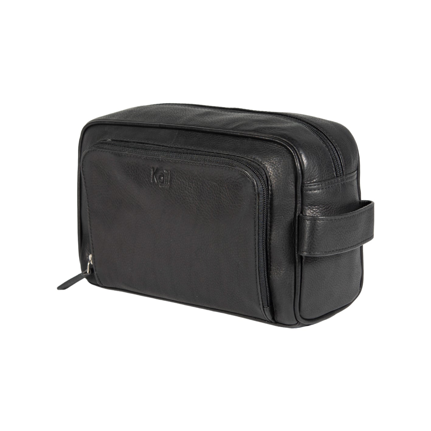 K0025AB | Beauty Case con maniglia laterale in Vera Pelle pieno fiore con leggera grana – Colore Nero. Chiusura con lampo, Dimensioni: cm 25 x 16 x 12. Confezione: Sacchetto Tnt - StepByStep
