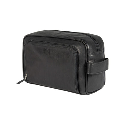 K0025AB | Beauty Case con maniglia laterale in Vera Pelle pieno fiore con leggera grana – Colore Nero. Chiusura con lampo, Dimensioni: cm 25 x 16 x 12. Confezione: Sacchetto Tnt - StepByStep
