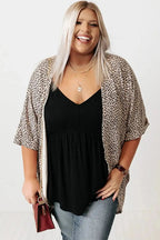 Khaki Leopard Print Cardigan - Plus Size - StepByStep