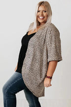 Khaki Leopard Print Cardigan - Plus Size - StepByStep