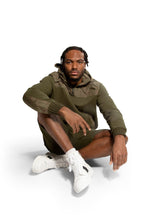 Knit Sweat Short With Pocket Stripe Detail (Dark Olive) - StepByStep