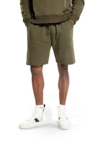 Knit Sweat Short With Pocket Stripe Detail (Dark Olive) - StepByStep